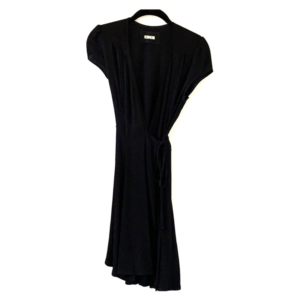 Reformation Black wrap mini dress